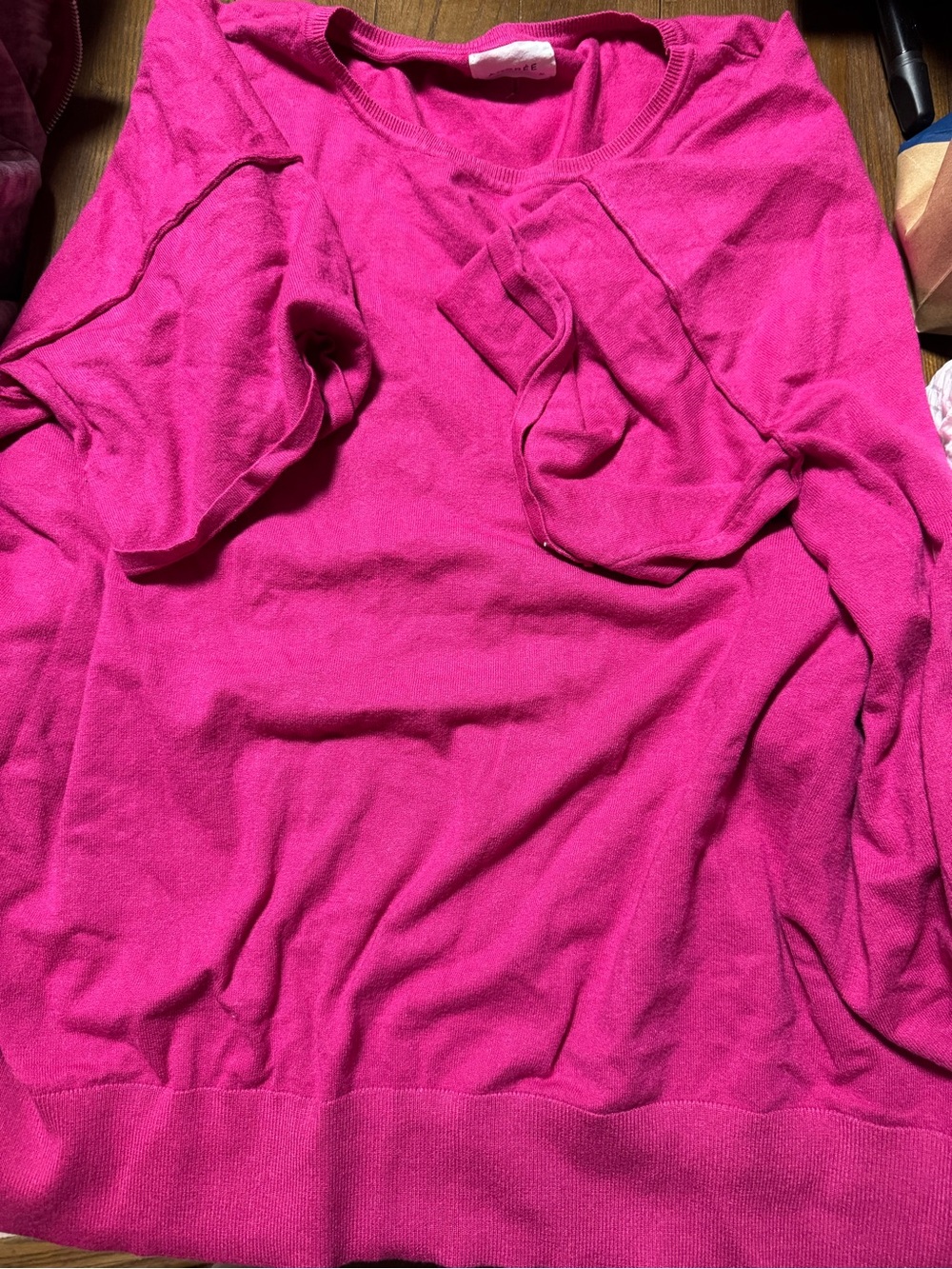 ANDRÉE BY UNIT Hot Pink Crewneck Sweater